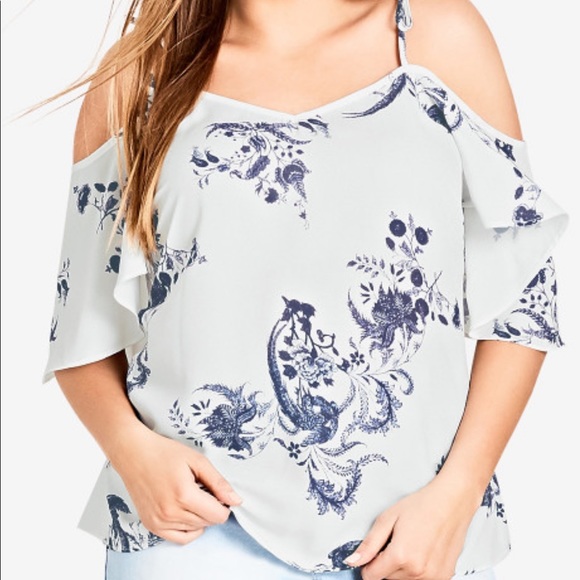 City Chic Tops - City Chic Shinjuku cold shoulder top, size 18 NWT